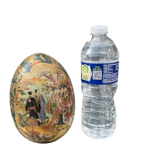 Vintage Japanese Hand-Painted Satsuma Moriage Goso Blue Egg Sculpture - Picture 10 of 12